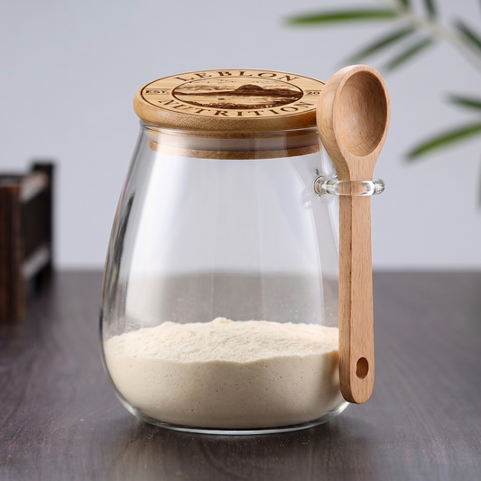 Glass Storage Jar with Wooden Scoop - 600 mL